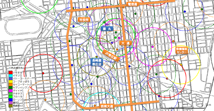 帯広駅周辺地区の店舗所在状況